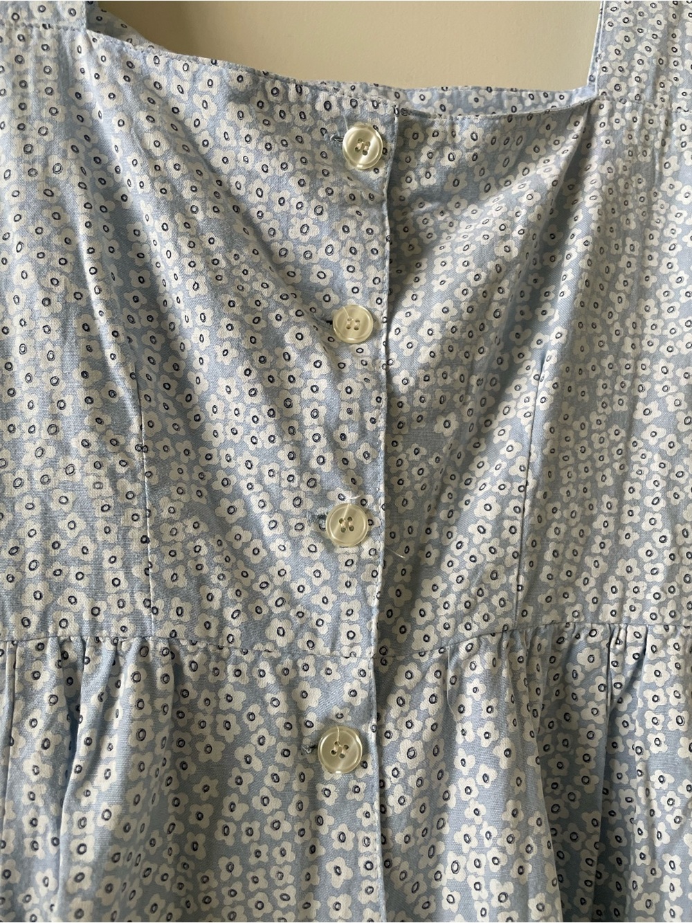 VINTAGE Light Blue Floral Women’s SZ 8 Cotton Midi Summer Dress - Picture 5 of 7